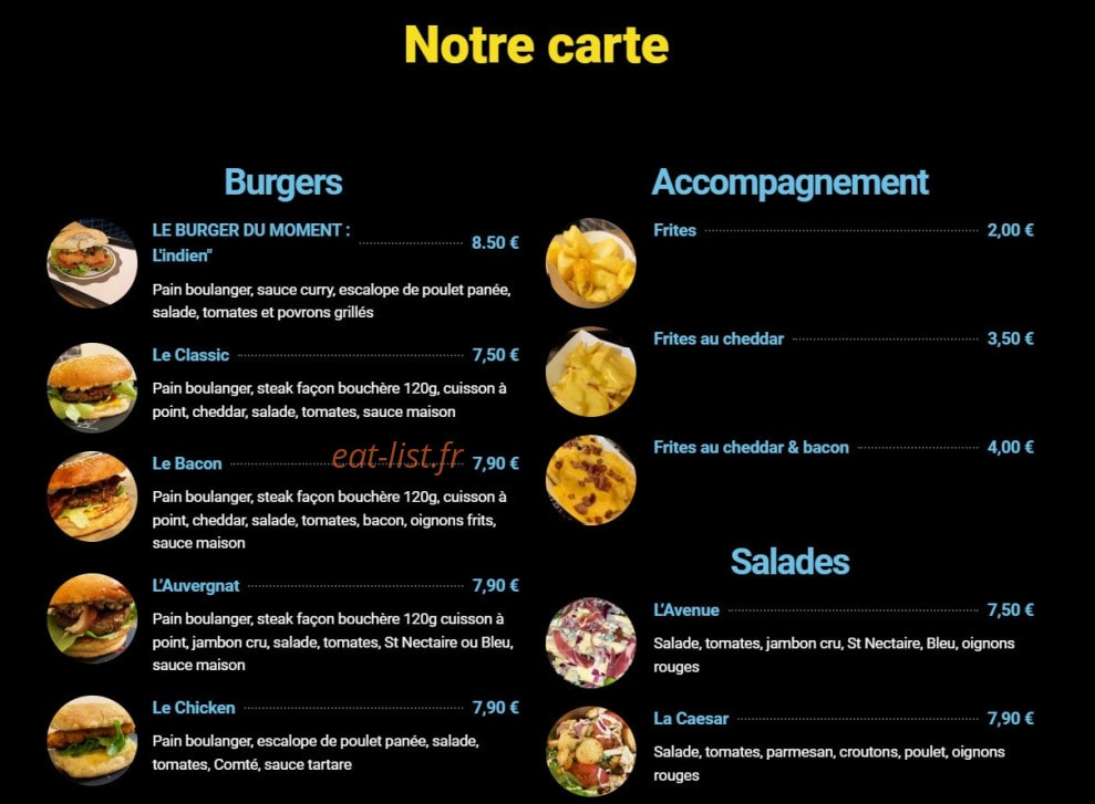Burger Avenue — carte page 2