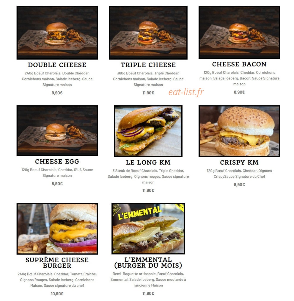 KM Burger — carte page 2