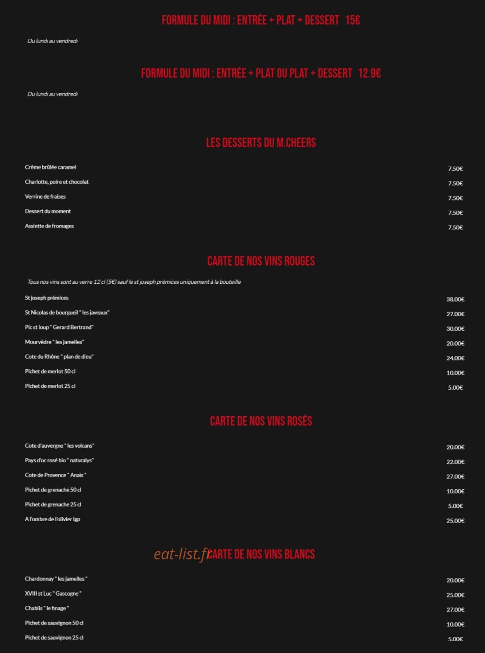 M.Cheers — carte page 1