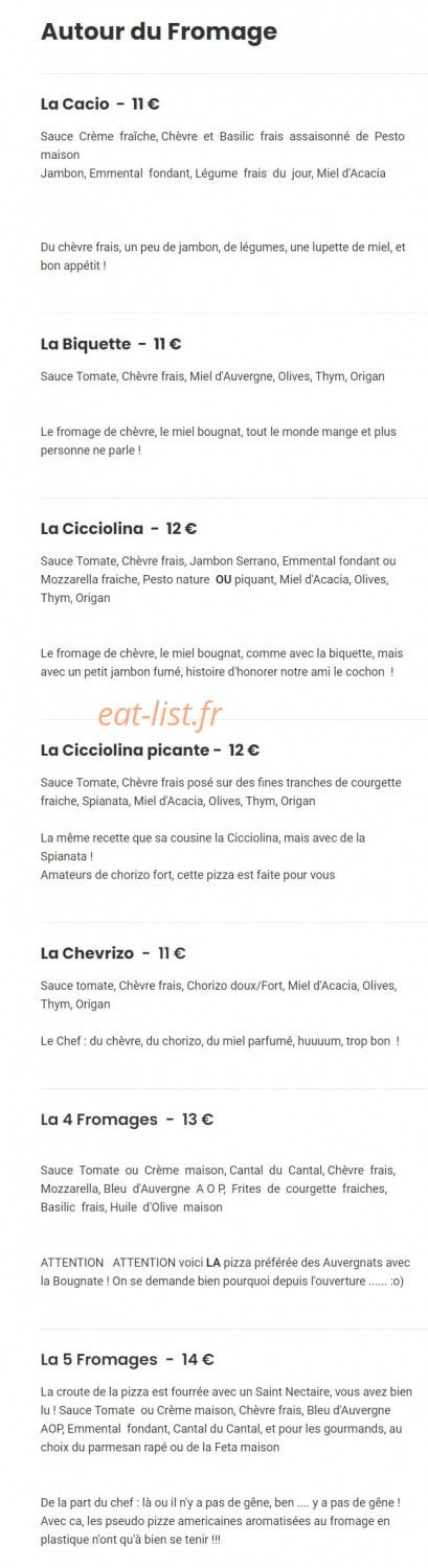 Pizza Cacio — carte page 2