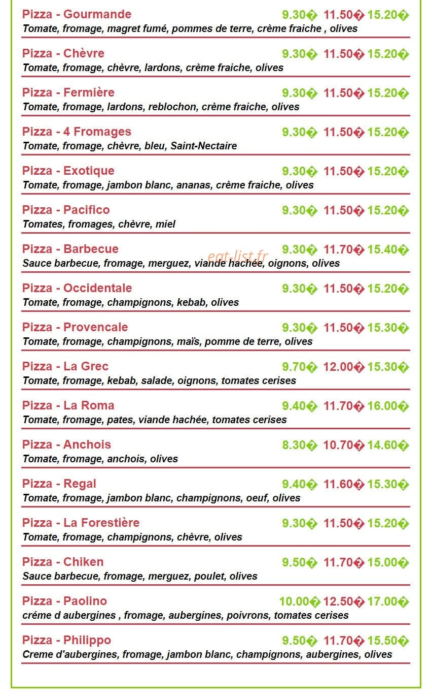Royal Pizza — carte page 3
