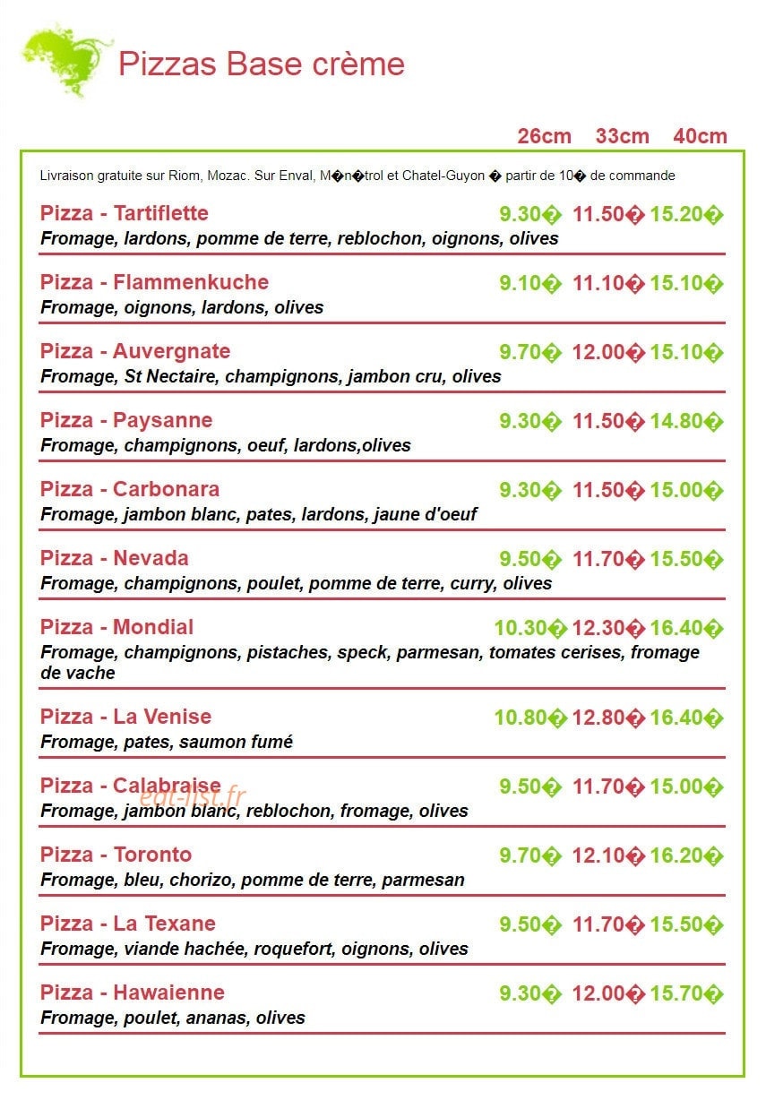 Royal Pizza — carte page 4