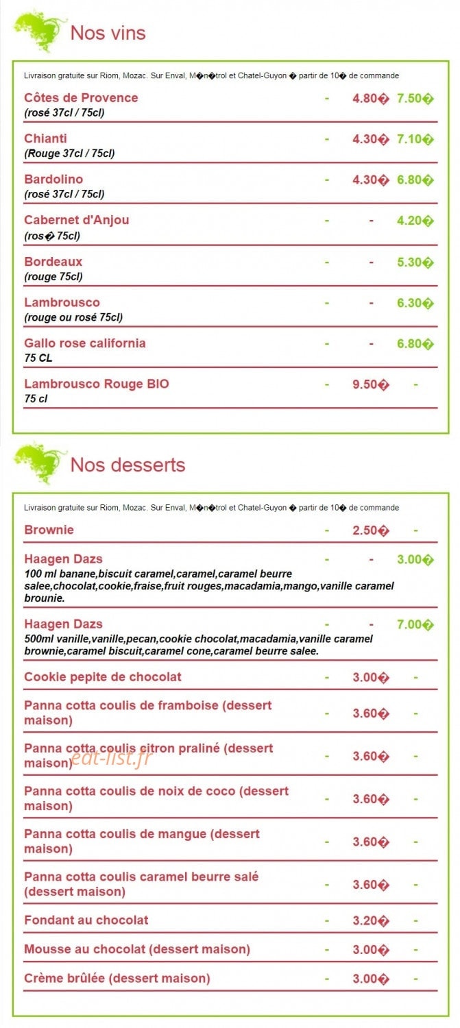 Royal Pizza — carte page 7