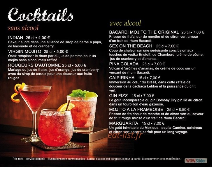 Indian Saloon — carte page 8