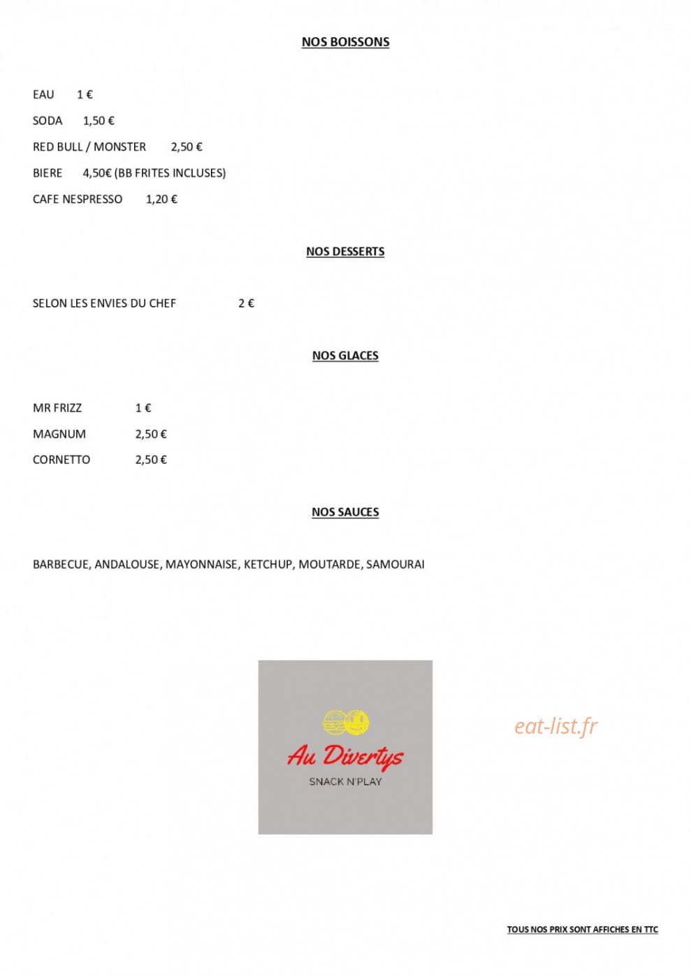 Au Divertys — carte page 3