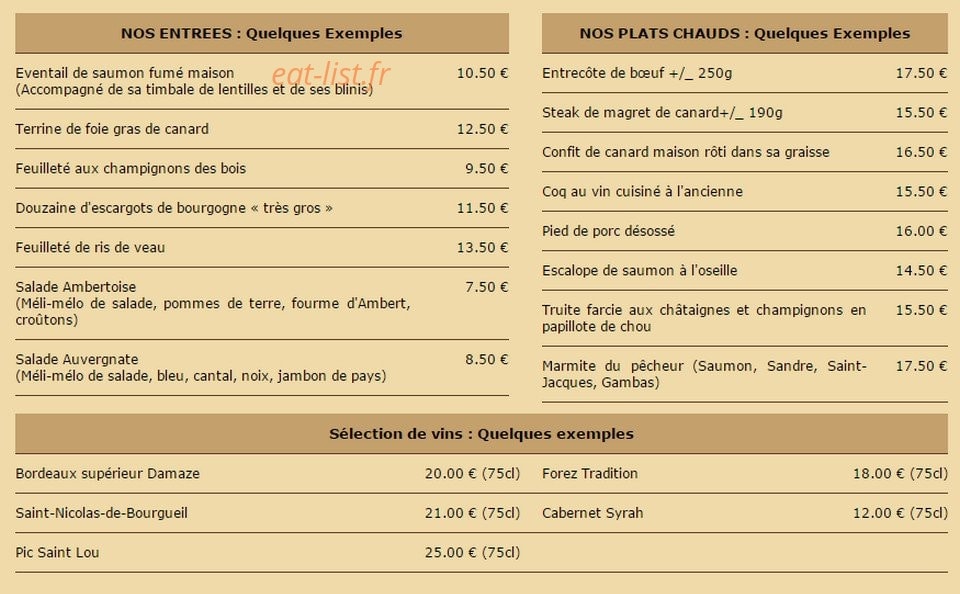 Hôtel-restaurant du Ripailleur — carte page 1
