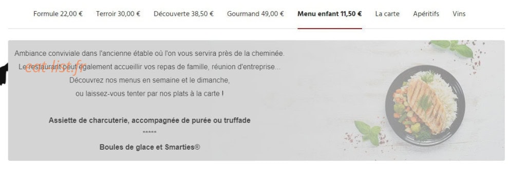 Auberge de Mazayes — carte page 5