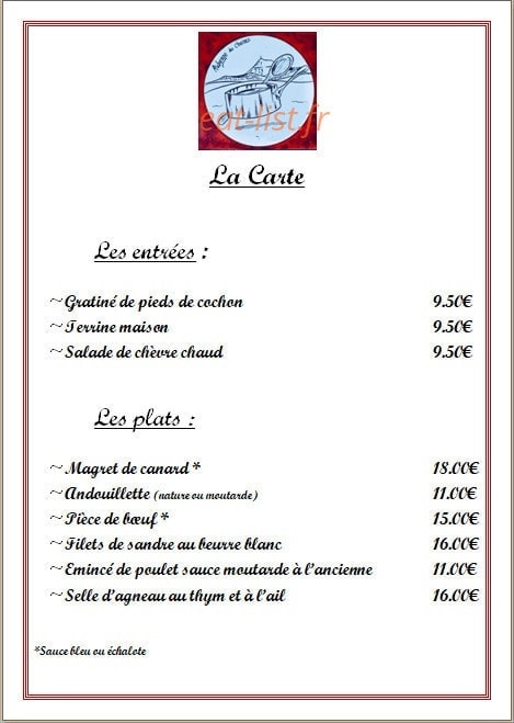 Auberge des cheires — carte page 2