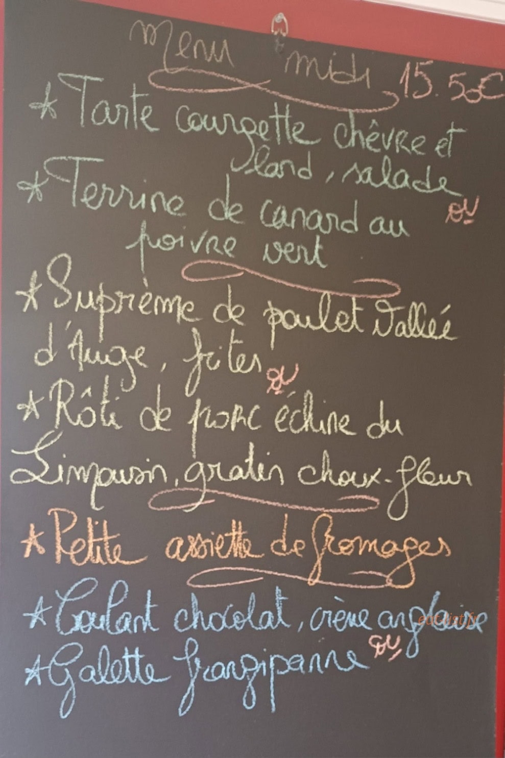 Le Bistrot des Combes — carte page 1