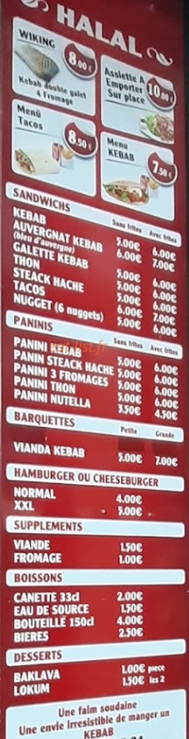 Kebab le Karakas — carte page 1