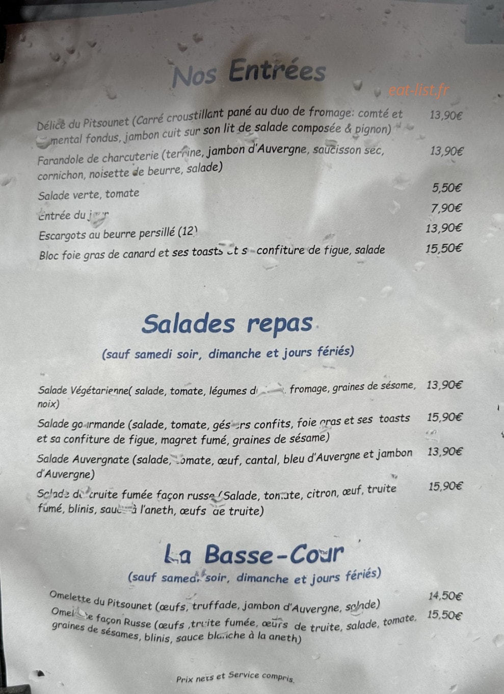 Le Pitsounet — carte page 1