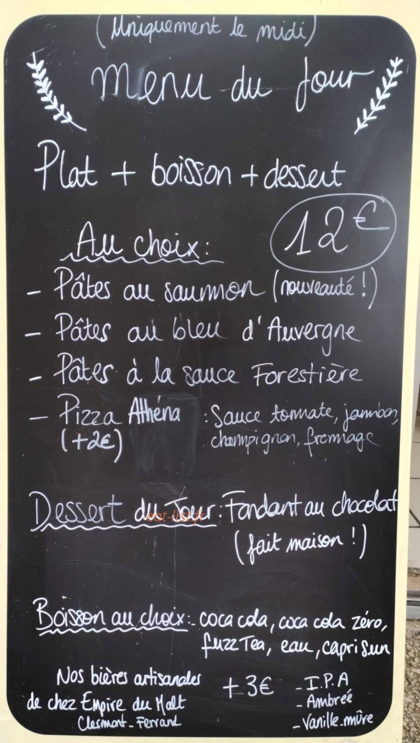 Athéna Pizza — carte page 2