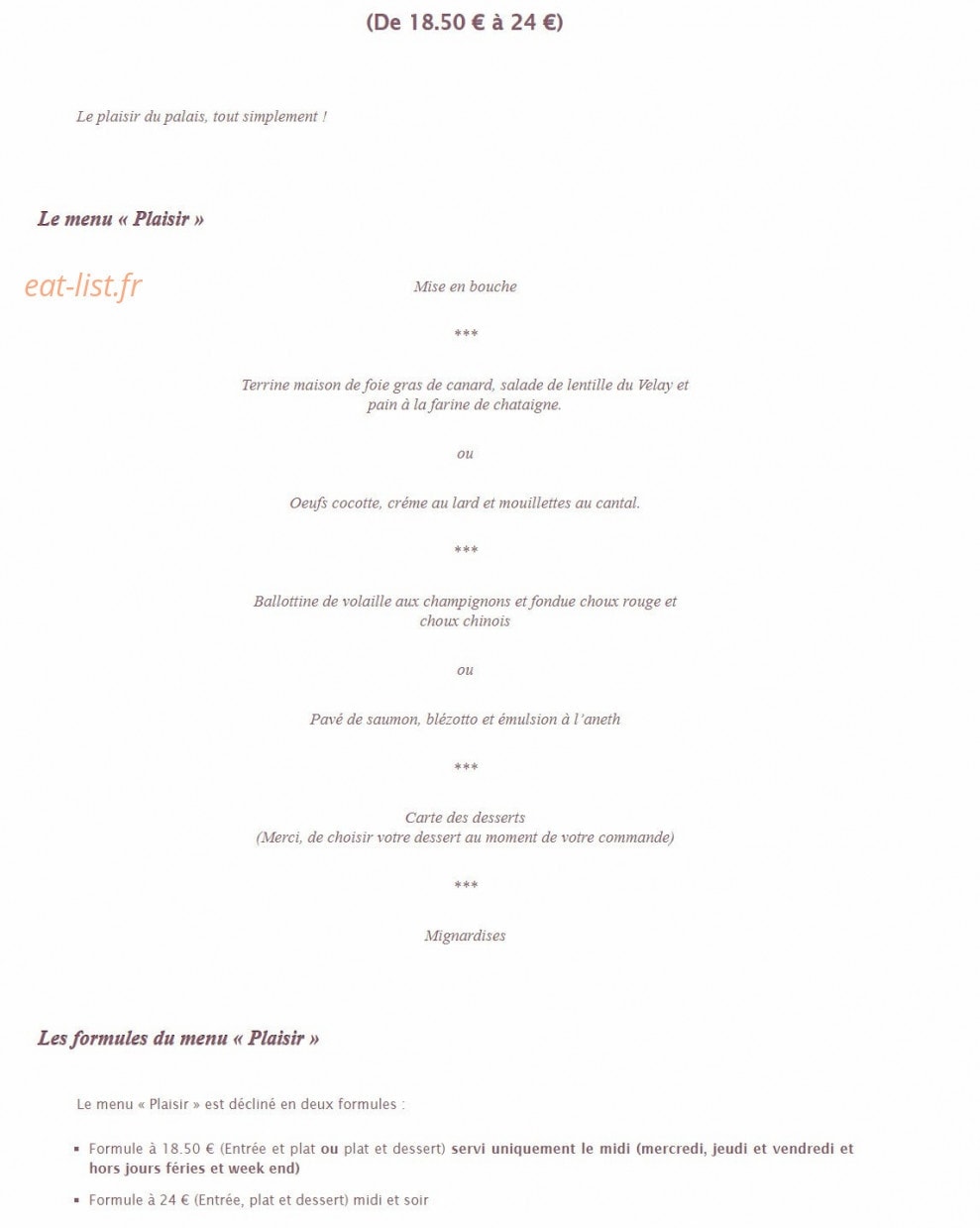 Mon Auberge — carte page 1