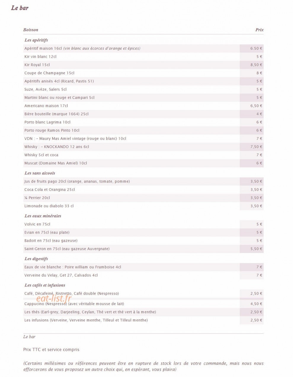 Mon Auberge — carte page 8