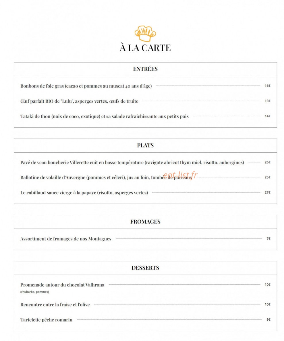 Le Comptoir de la Colombe — carte page 2
