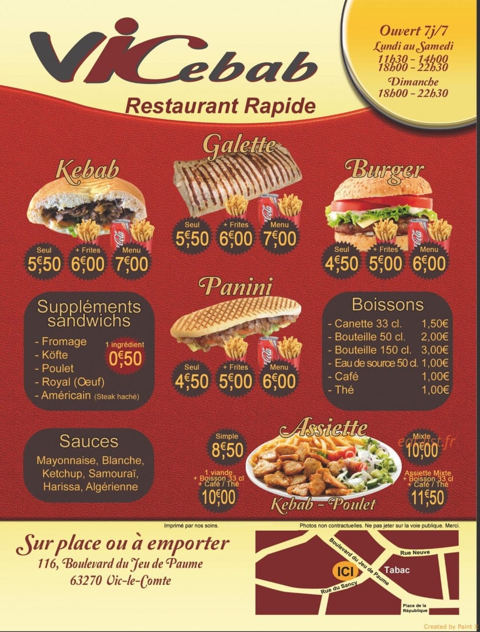 VIC Kebab — carte page 1