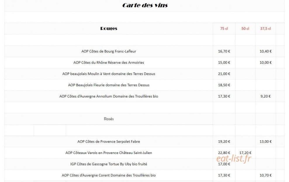 Restaurant Du Pont — carte page 3