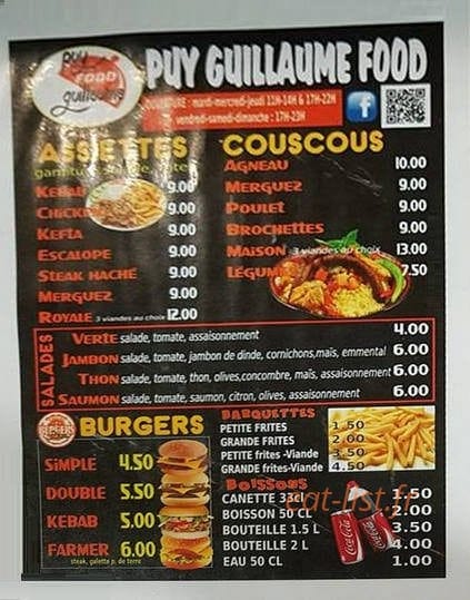 Puy guillaume kebab — carte page 2