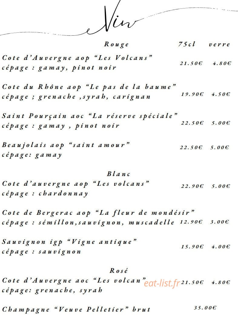 A Table — carte page 6