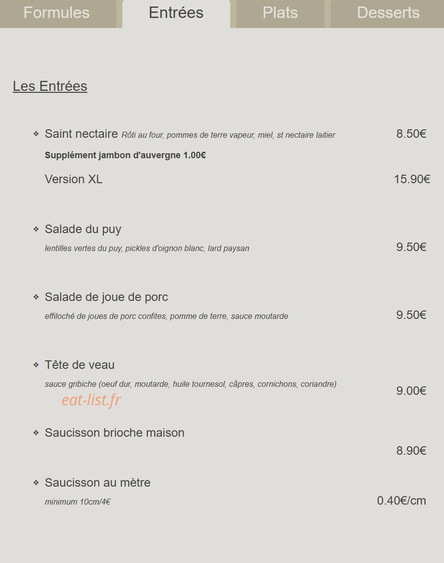 A Table — carte page 2