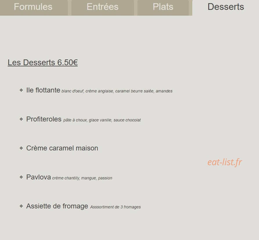 A Table — carte page 4