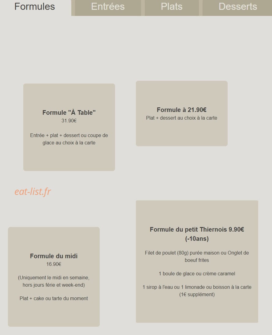 A Table — carte page 1