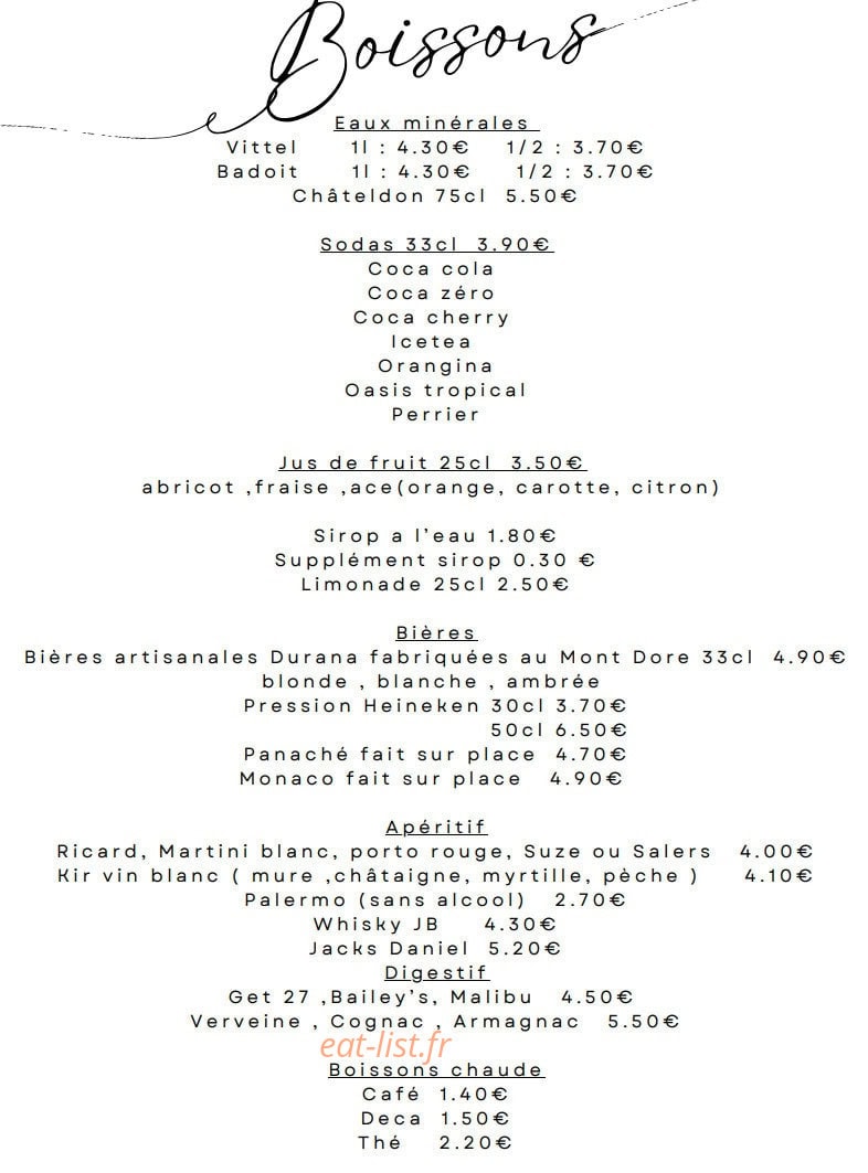 A Table — carte page 5