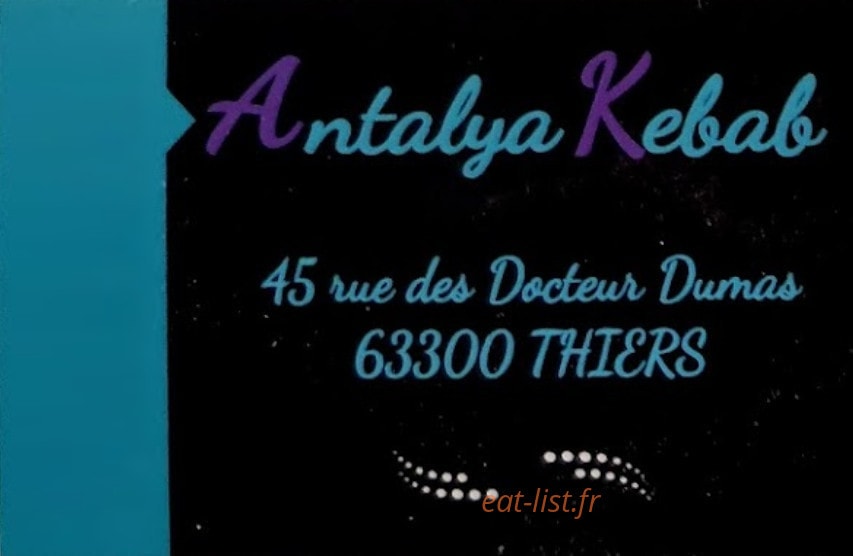 Antalya Kebab — carte page 1