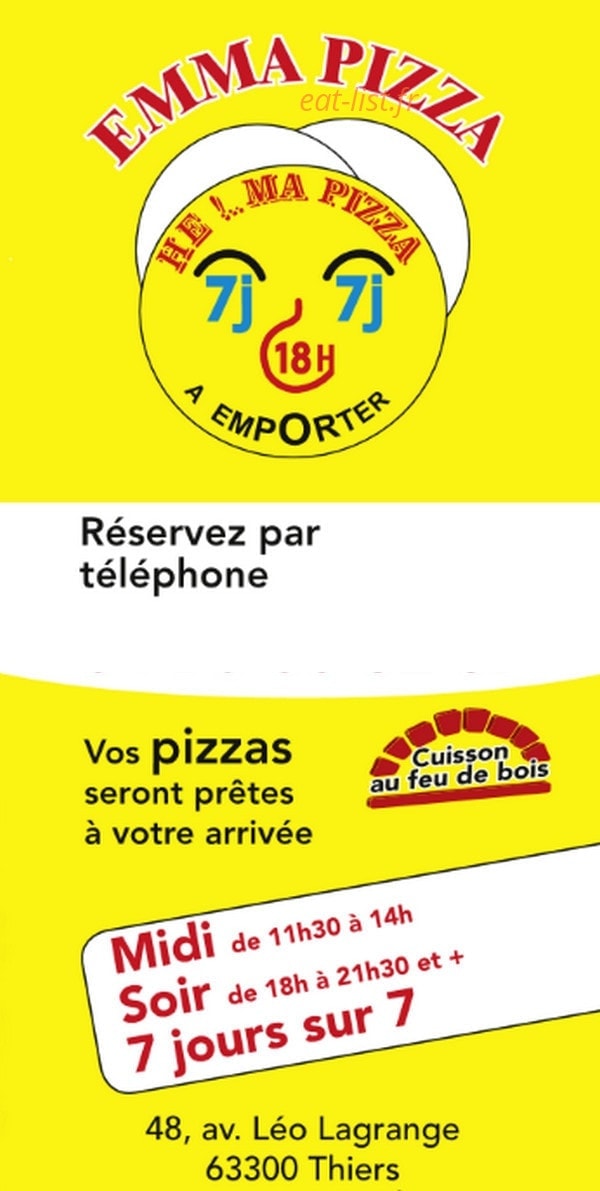 Emma Pizza à Thiers menu et photos