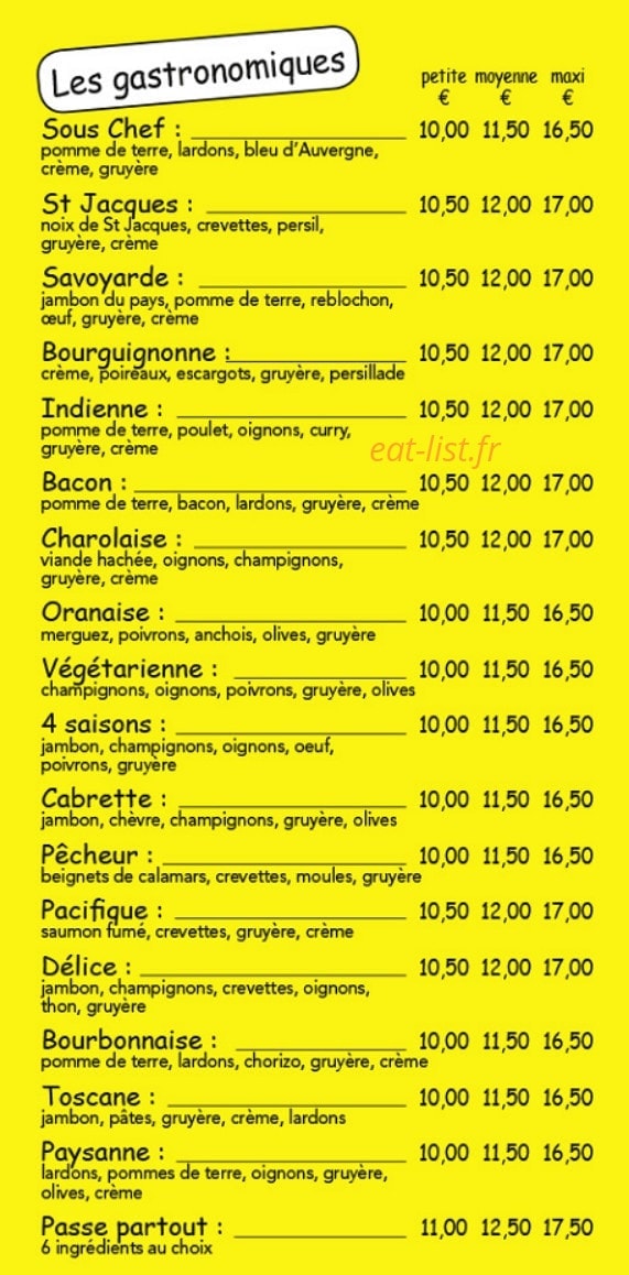 Emma Pizza — carte page 4