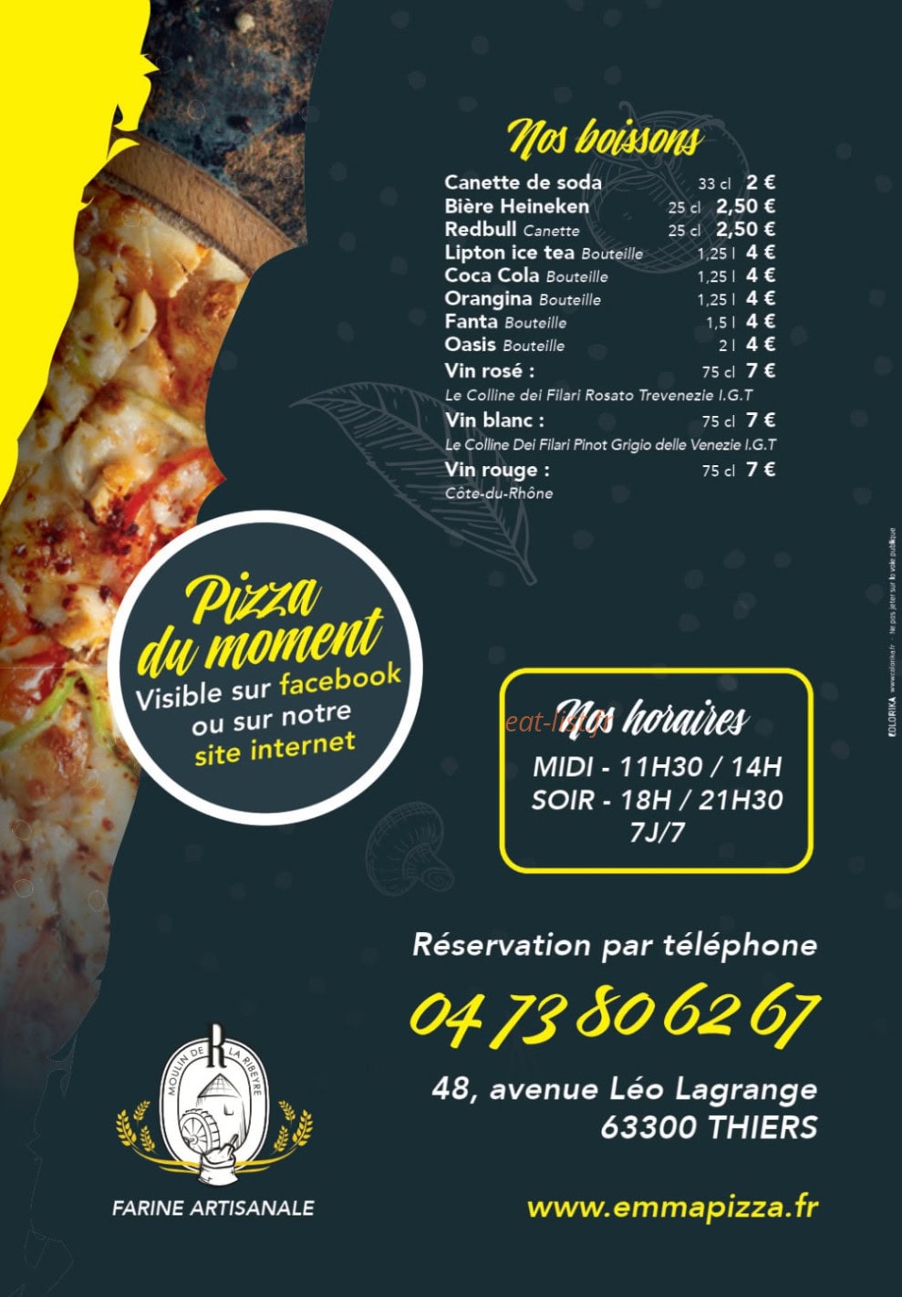 Emma Pizza — carte page 4