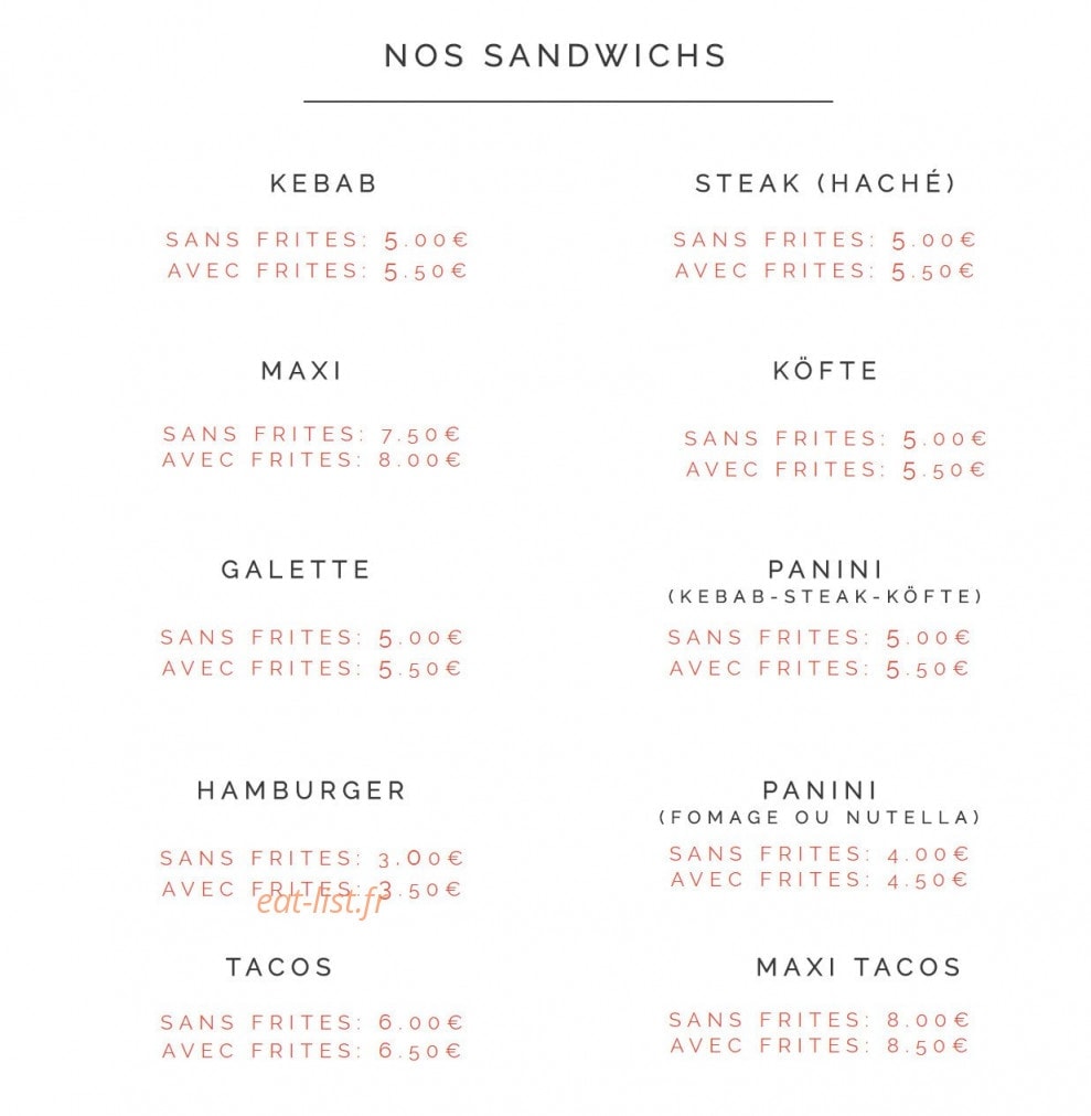 Le Hittite Kebab — carte page 2