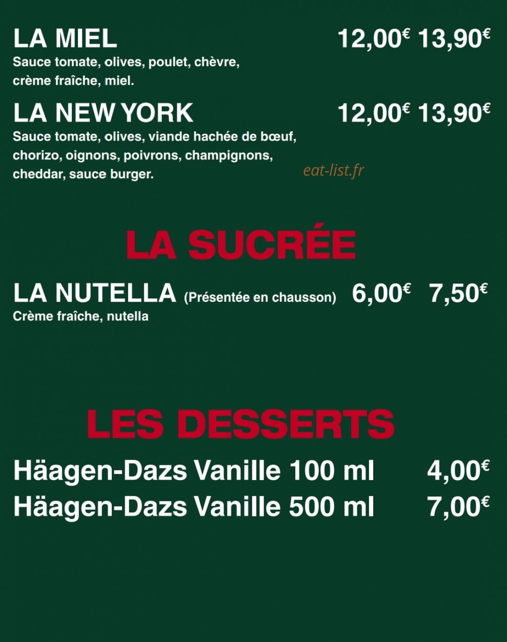 Le Kiosque à Pizzas — carte page 6