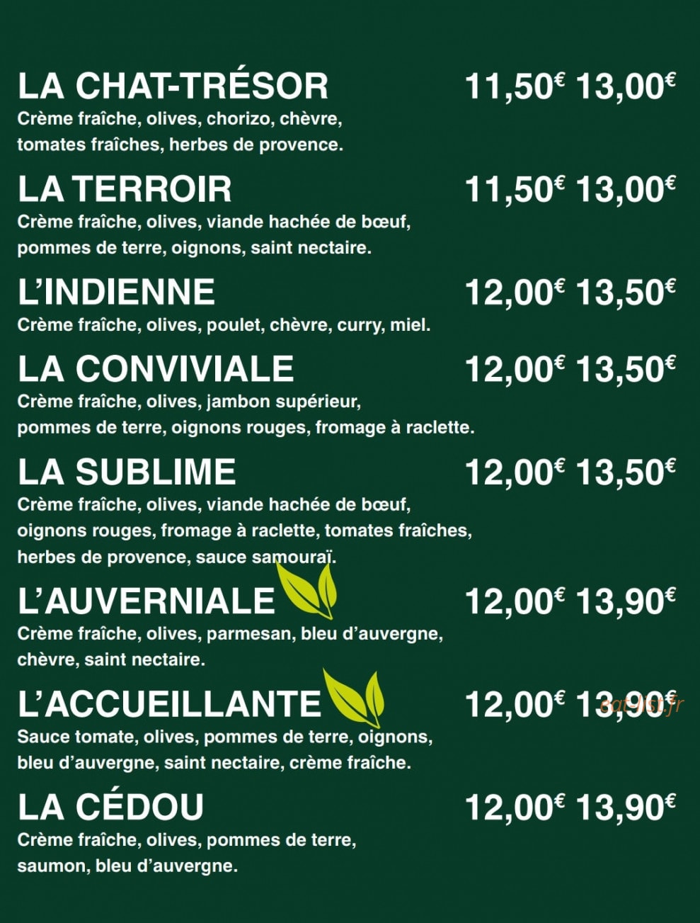 Le Kiosque à Pizzas — carte page 5