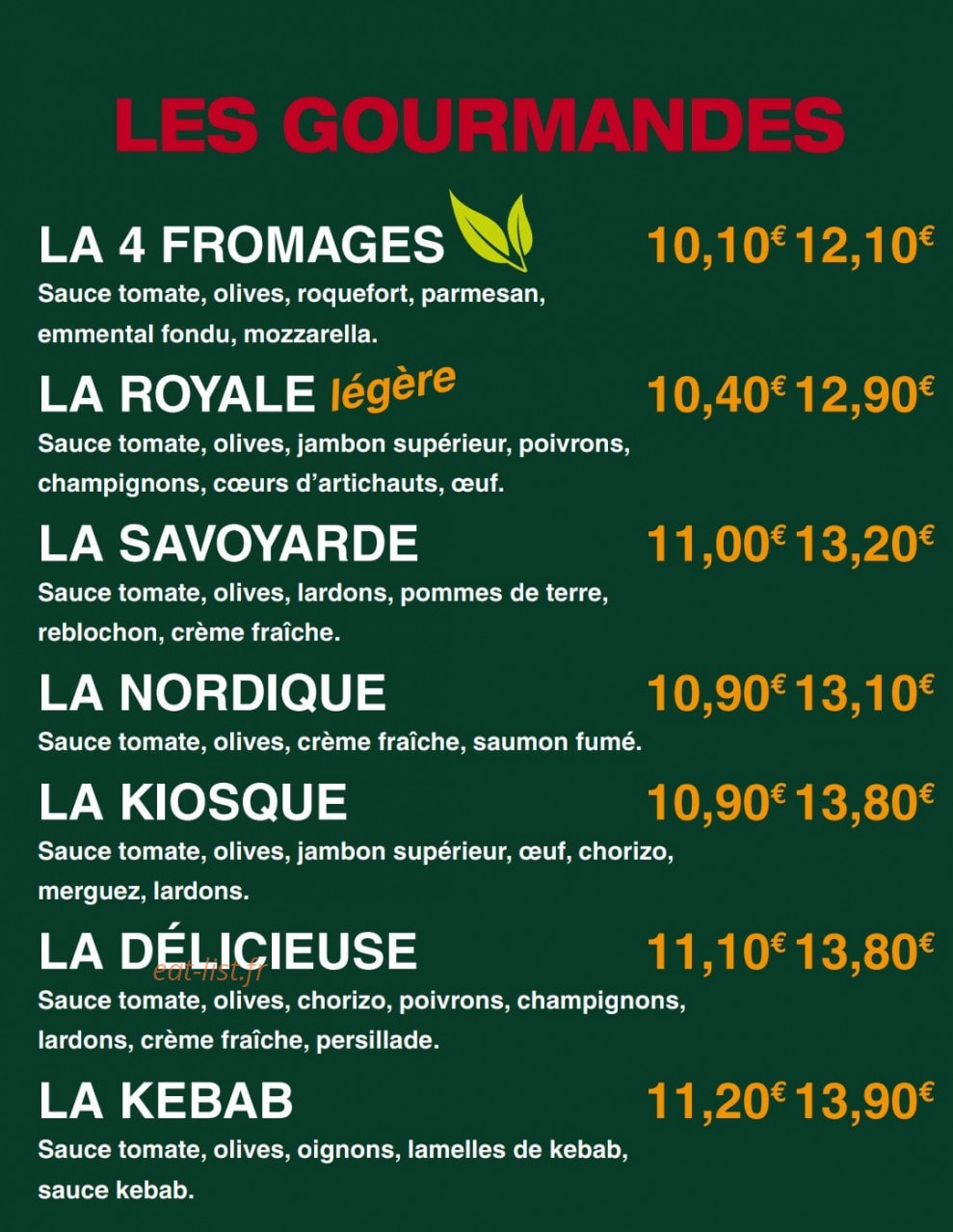 Le Kiosque à Pizzas — carte page 3
