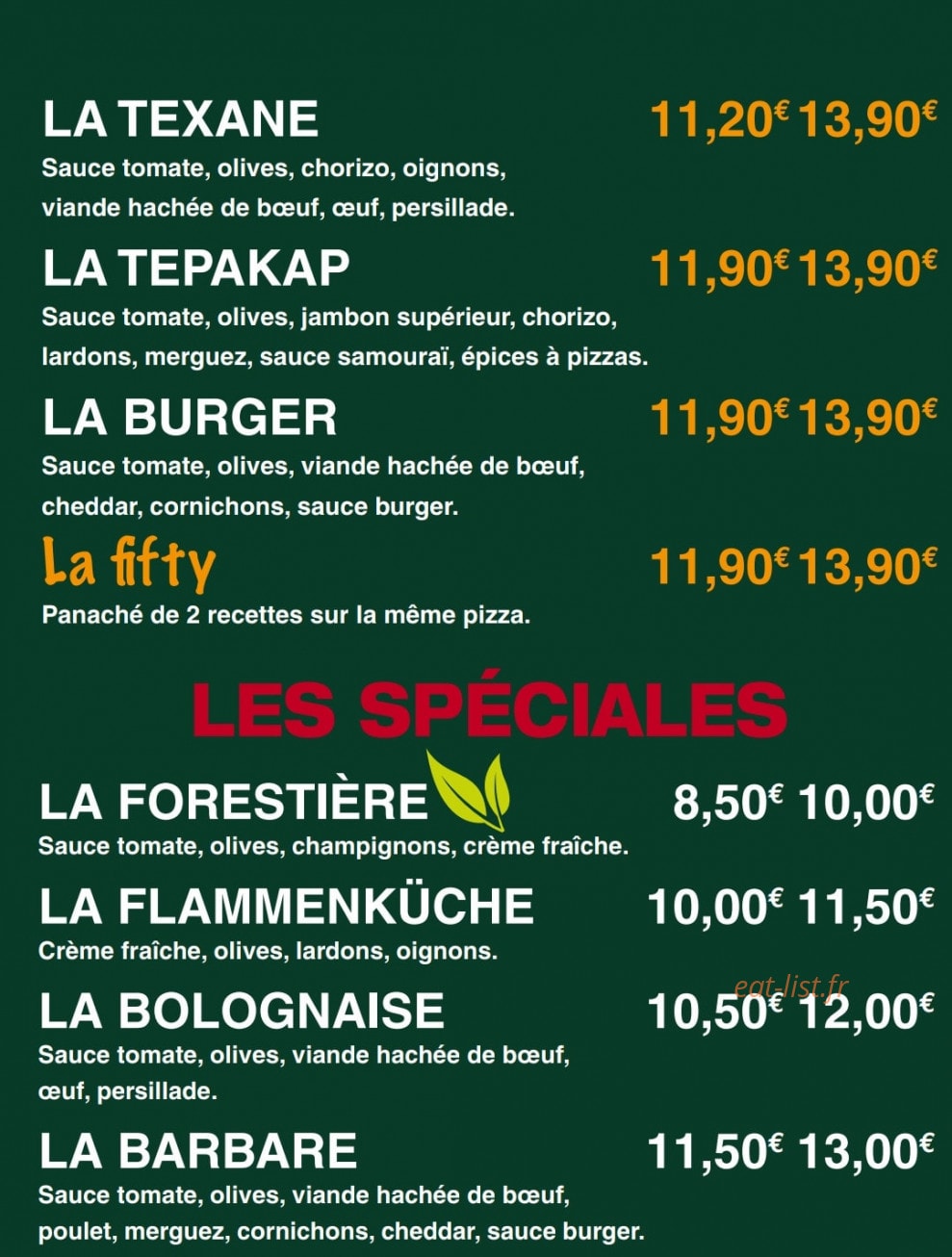 Le Kiosque à Pizzas — carte page 4