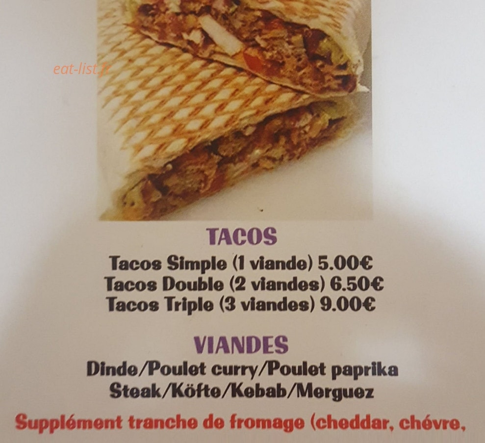 Sandwichs Avenue — carte page 1