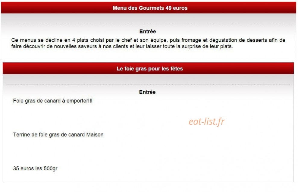 Restaurant les Sources — carte page 3