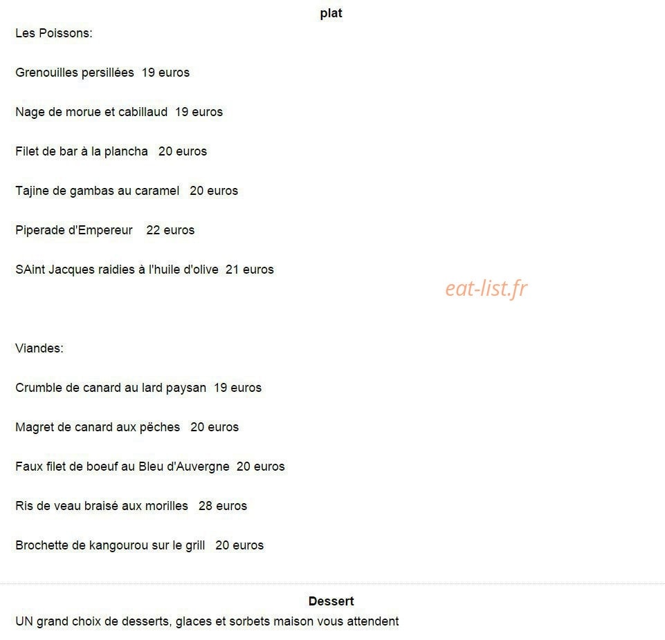 Restaurant les Sources — carte page 5