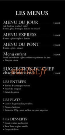 Restaurant du Pont — carte page 2