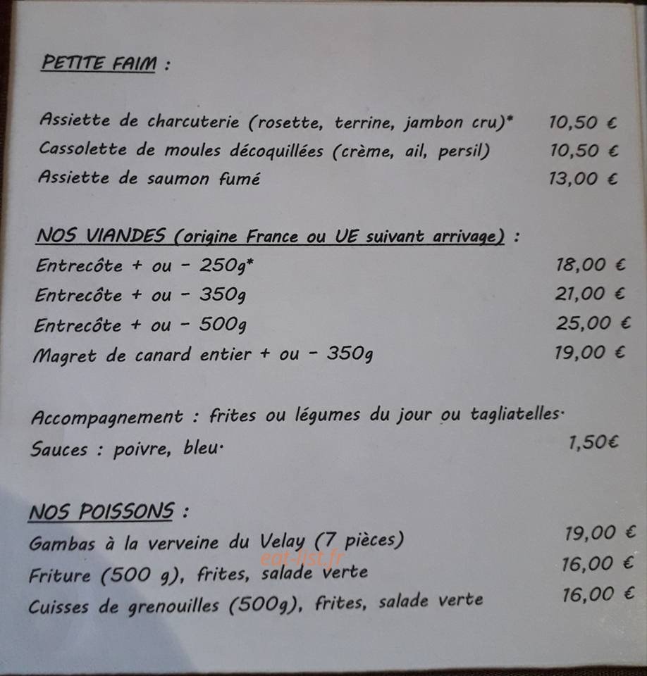Le Relais Auvergnat — carte page 2