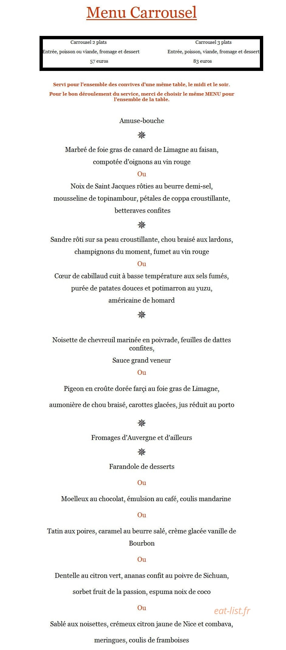Le Carrousel — carte page 1