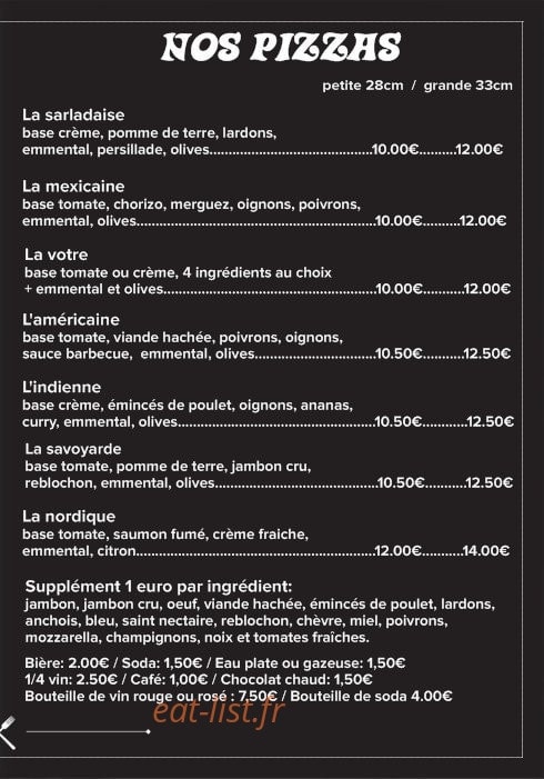 Pizzeria De La Fontaine — carte page 3