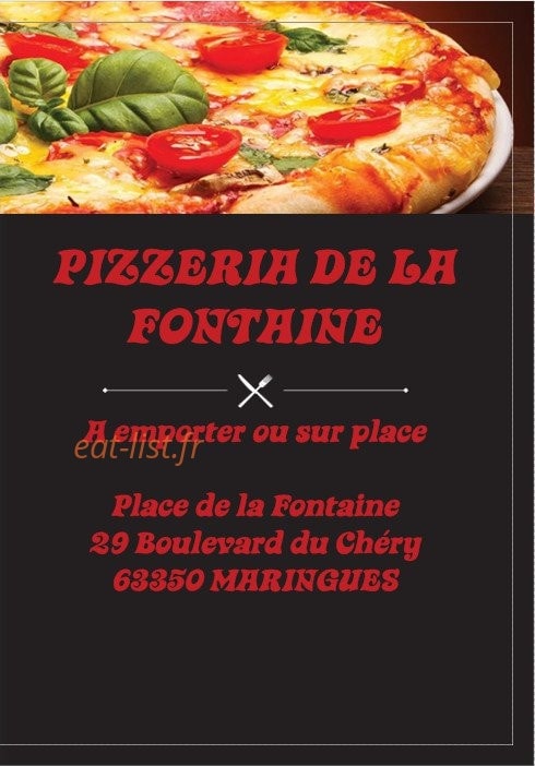 Pizzeria De La Fontaine — carte page 1