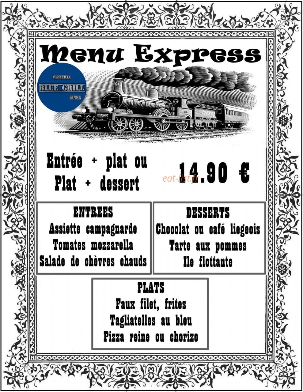 Blue Grill — carte page 1
