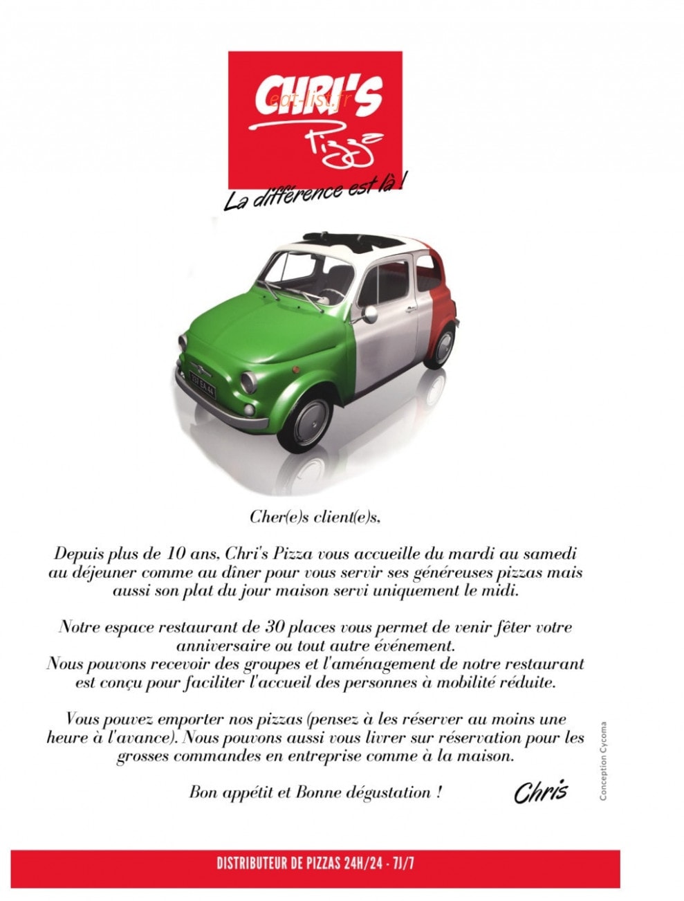 Chri's Pizza — carte page 1