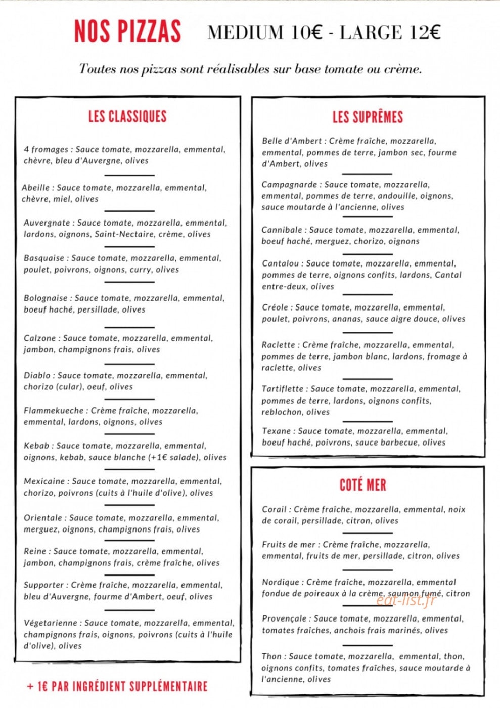 Chri's Pizza — carte page 4