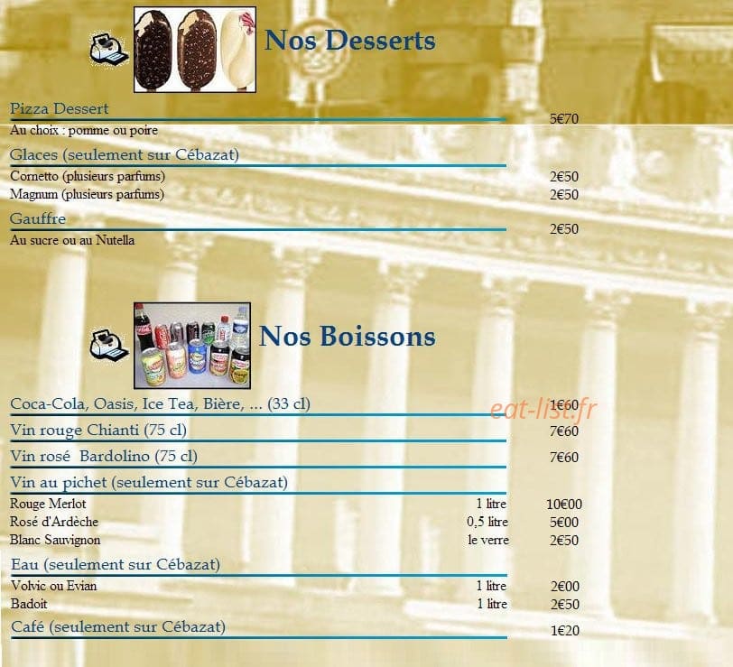 Mondial Pizza — carte page 2