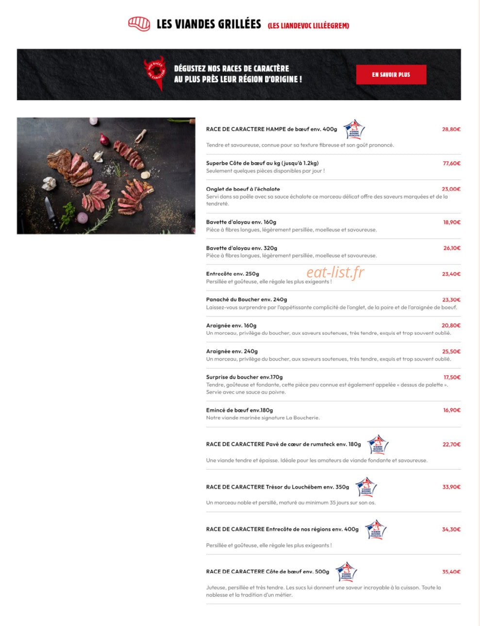Restaurant La Boucherie — carte page 5