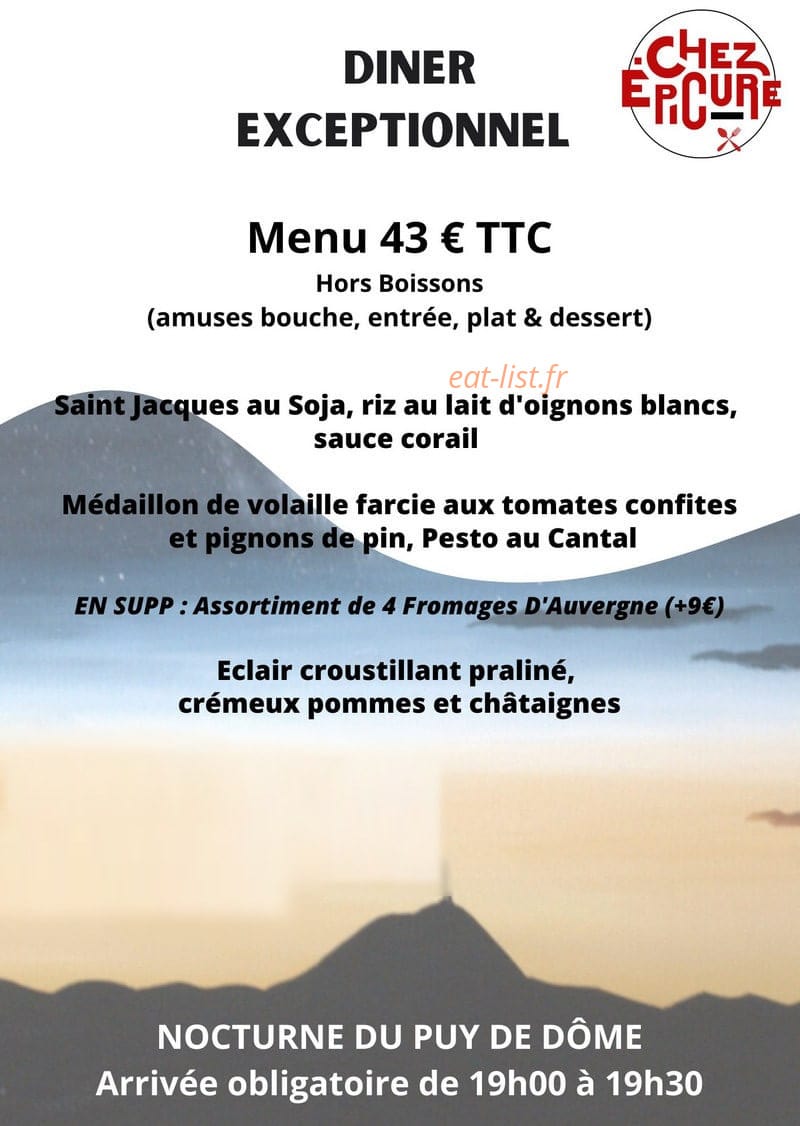 Chez Epicure — carte page 1